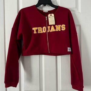 USC Trojans Front Cropped Zipped Long Sleeve